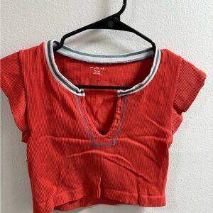 Ribbed Red, White, & Blue Cropped Top!